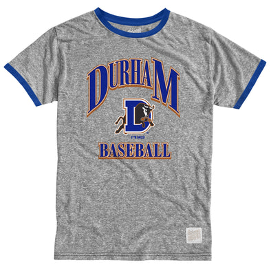 Durham Bulls Retro Brand Gray Vintage Tri-Blend Ringer Tee