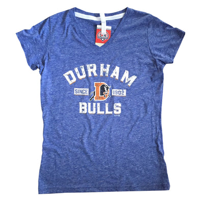 Durham Bulls Womens Heathered Royal Aspen V-Neck