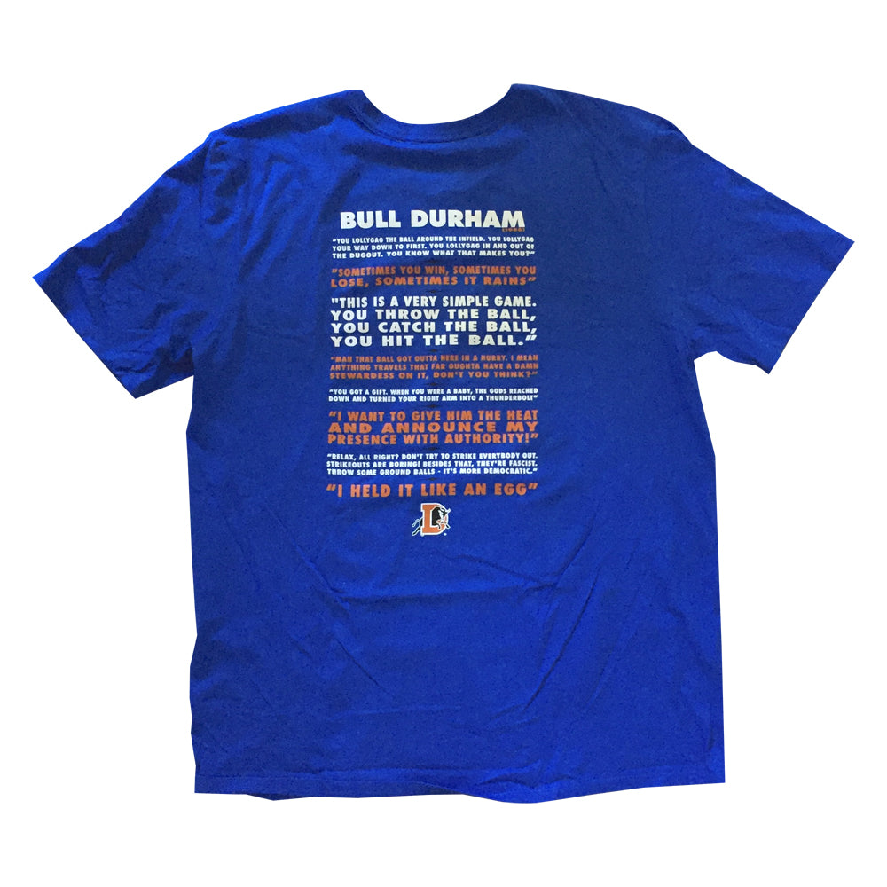 Durham Bulls Royal Bull Durham Quotes T-Shirt – Durham Bulls